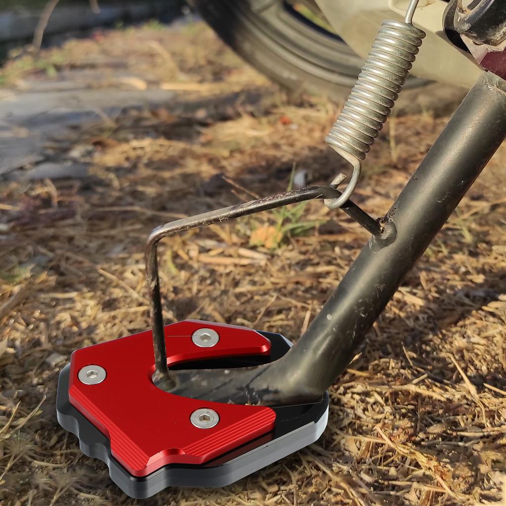 X AUTOHAUX Motorcycle Kickstand Side Stand Plate Aluminum for Suzuki GSX250R Pad, Alloy, Red,