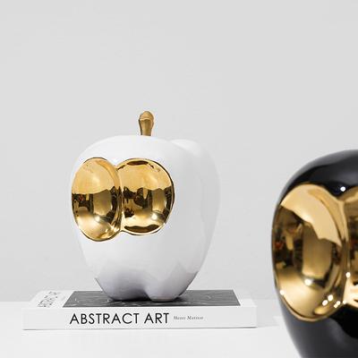 Artigianato Ceramico Mela Dorata Mela Astratta con Spazio Vuoto Frutta Simulato Scultura Figure Decorative Accessori per la Decorazione della Casa