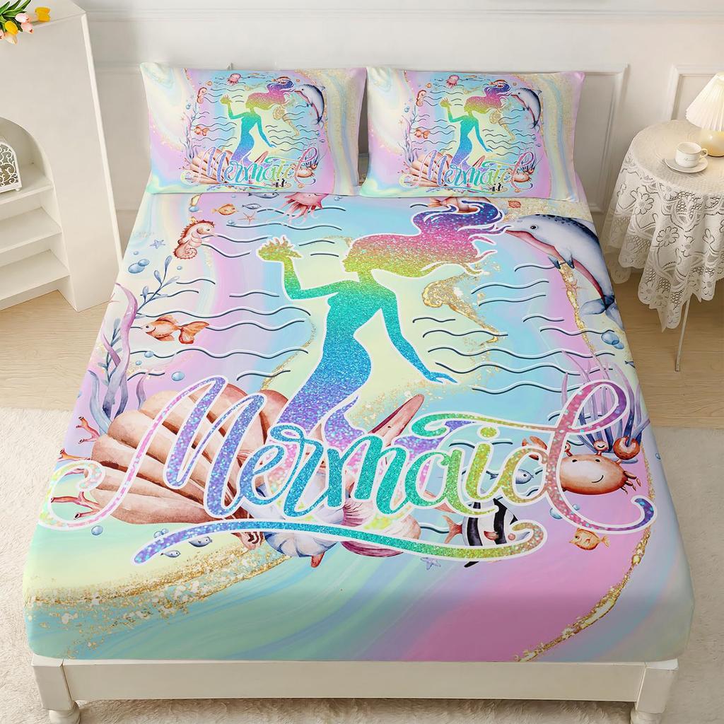 Ocean Animal Dolphin Pattern Mattress Three-Piece Digital Printing Couple Bedspread Bedding Set