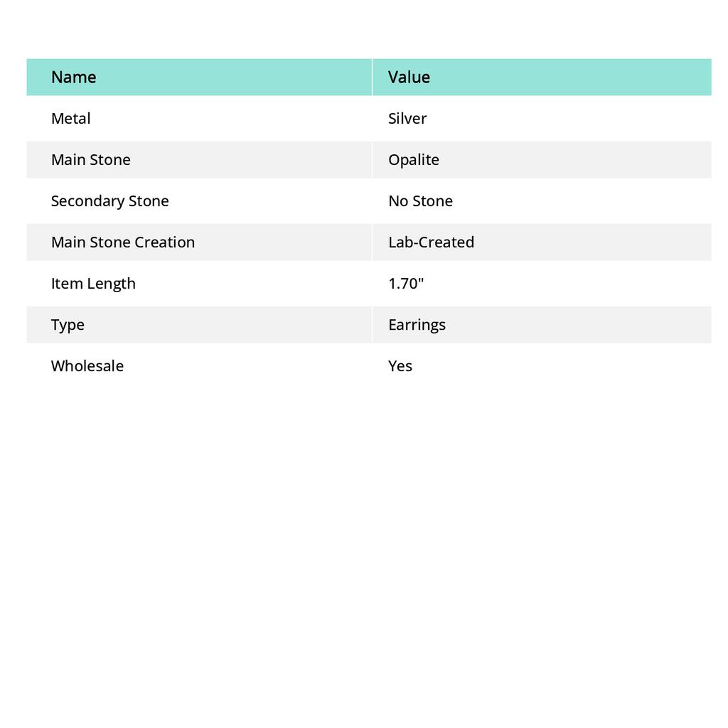 Piatră prețioasă Opalit Lăptos Alb Cercei Bijuterii de Modă Atârnători 1.70" H3J26