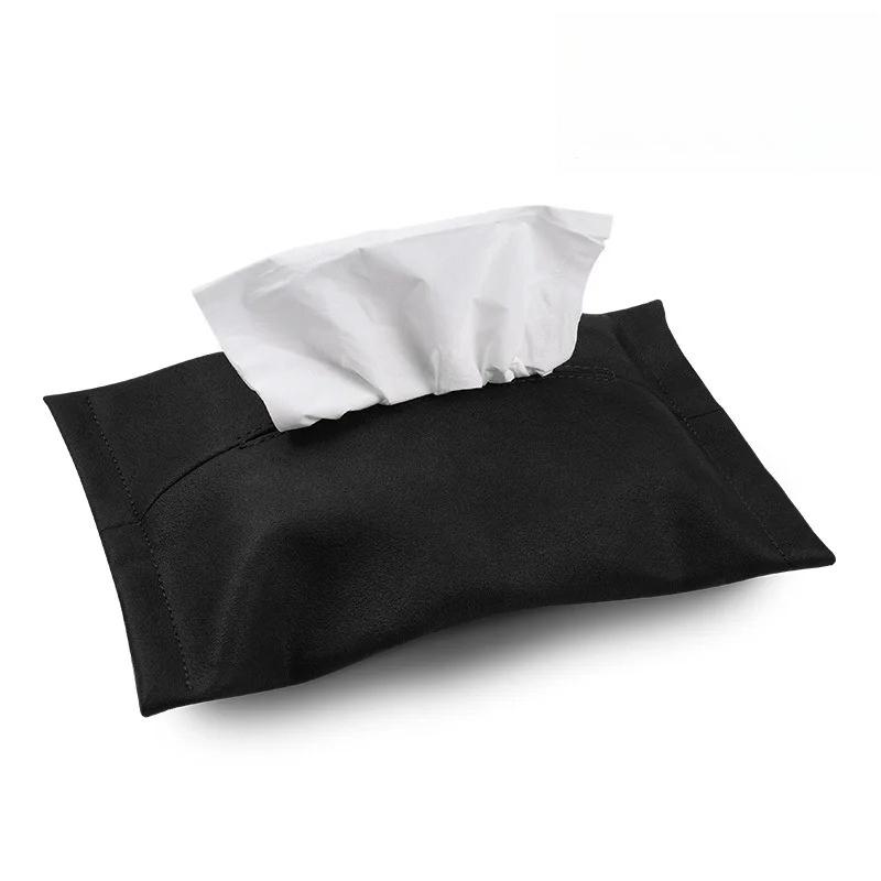 PU Leather Car Tissue Boxes Multifunctional Car Sun Visor Back Seat Hanging Tissue Bag Organizer for Car Accessories