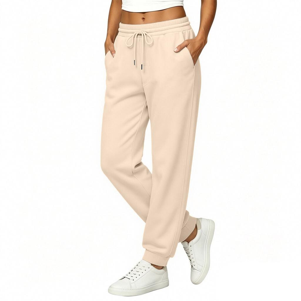Women's Loose Fit Sweatpants with Elastic Waistband and Cuffed Hem for Casual and Athletic Wear
