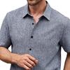 Men Summer Button-up Shirt Short Sleeve Turndown Collar Shirt Casual Loose Fit Holiday Shirt for Beach Vacation Street