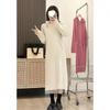 Thickened French Knitted Overcoat and Sweater Dress with Tummy Covering Halter Neck for Autumn/Winter