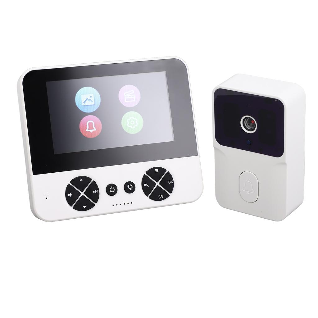 Wireless Video Doorbell System Dual Way Intercom 492.1ft Range Video Doorbell Camera with 4.3 Inch