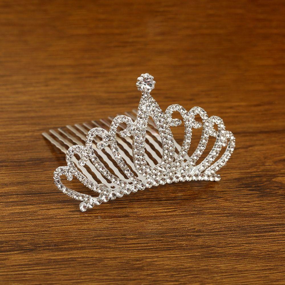 Sparkling Rhinestone Hair Comb Alloy Material Princess Hair Comb Children Tiara Crown  Parties