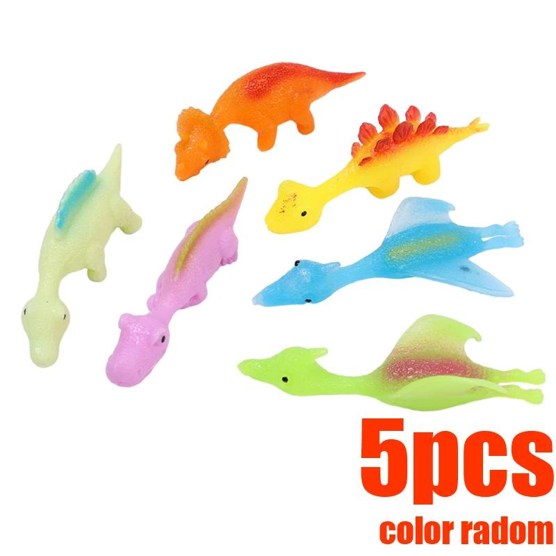 10PCS Creative Finger Catapult Dinosaur Slings Sticky Wall Toys for Adults and Kids Vent Stress Relief Catapult Dinosaur Toy