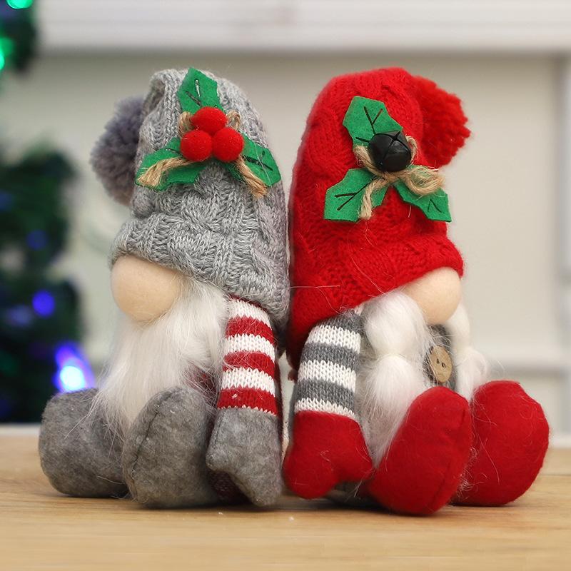 Christmas Figurine, High-end Knitted Pointed Hat Sitting Posture, Dwarf Plush Ornament, Decorative Items