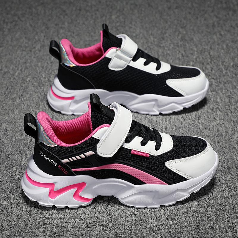 Girls' shoes 2025 spring, summer and autumn new boys' breathable mesh leather casual running shoes children's trend sports shoes