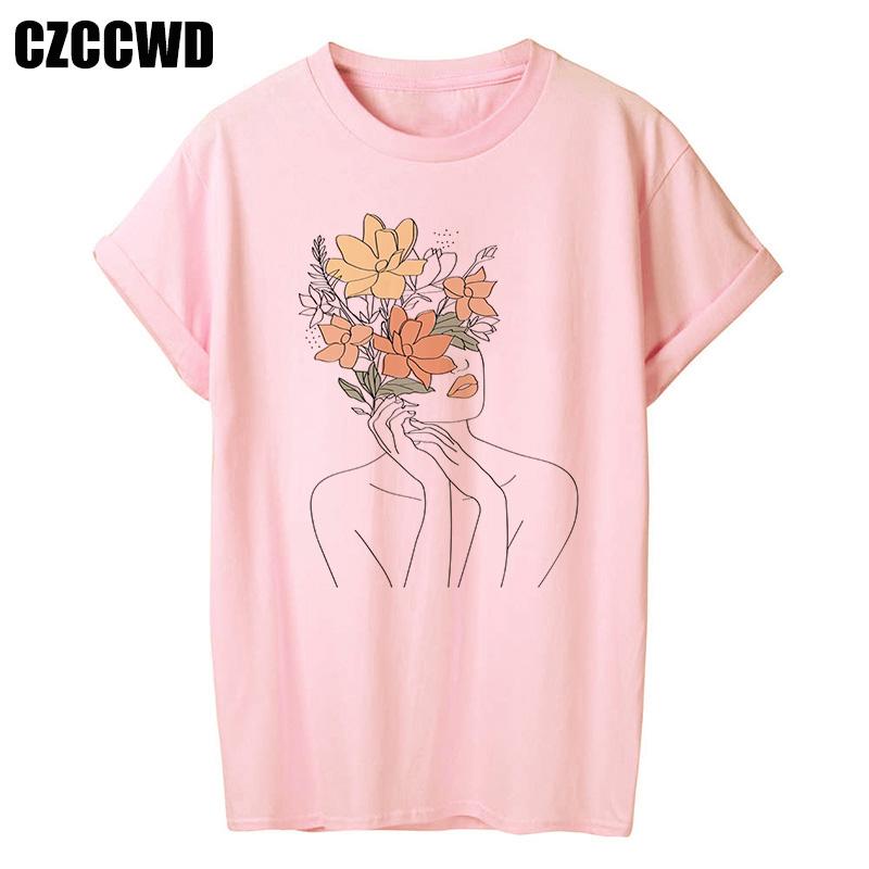 Flowers Face Abstract Simple Women Tshirt High Elasticity Casual Funny T Shirt Gift For Lady Yong Girl Top Tee Drop Ship Tshirt