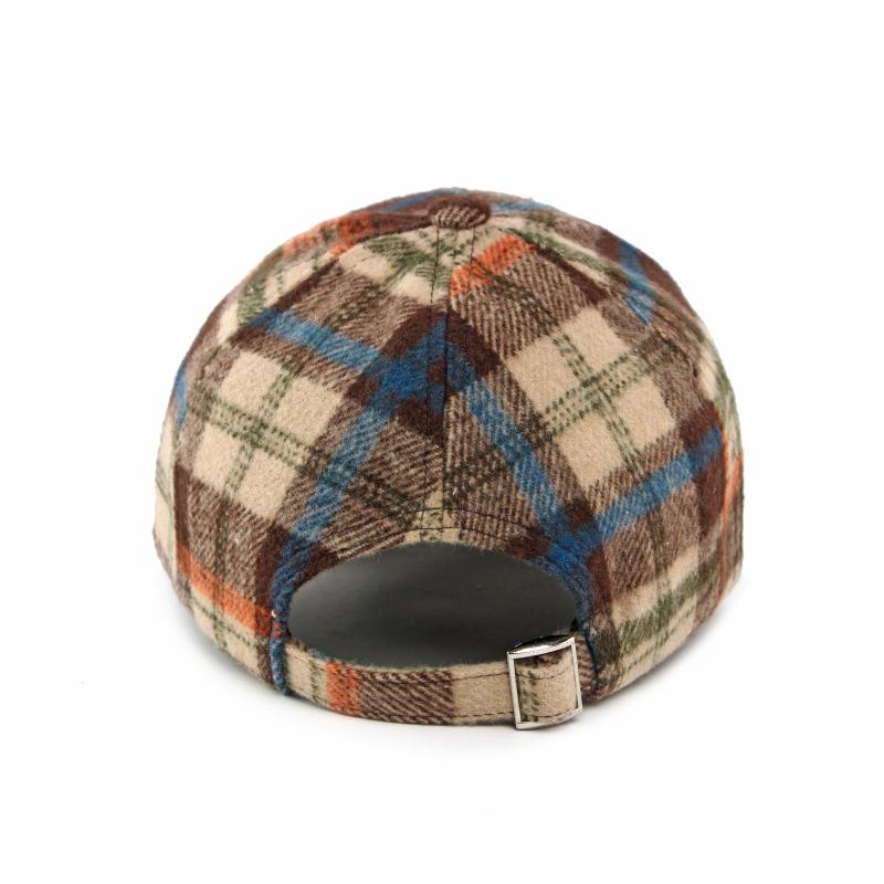 Autumn Winter Hat Women's Hard Top Baseball Cap Classic Vintage Plaid Cap for Men