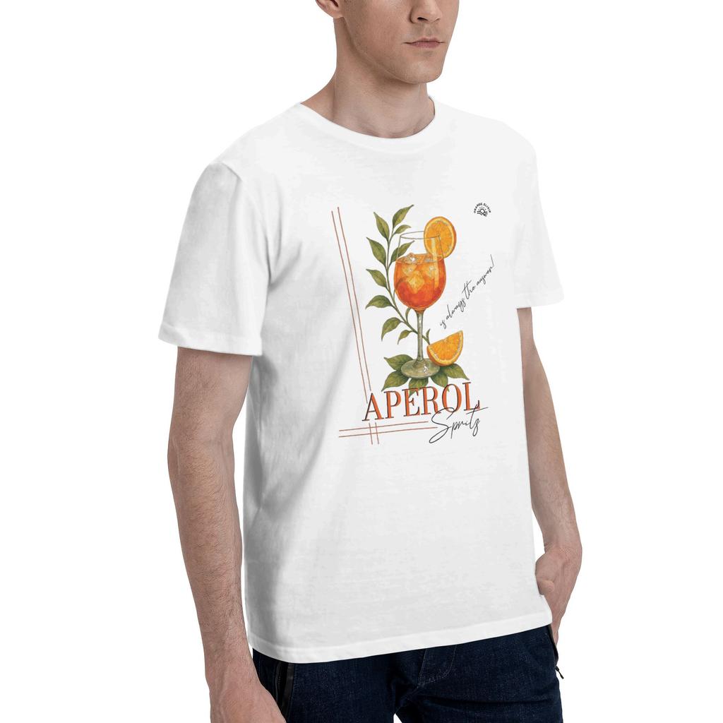 Aperol Spritz Design T-shirts för Män Bomull Galen T-shirt O-hals Sommardrink med apelsiner & citat T-shirt Kortärmade Toppar