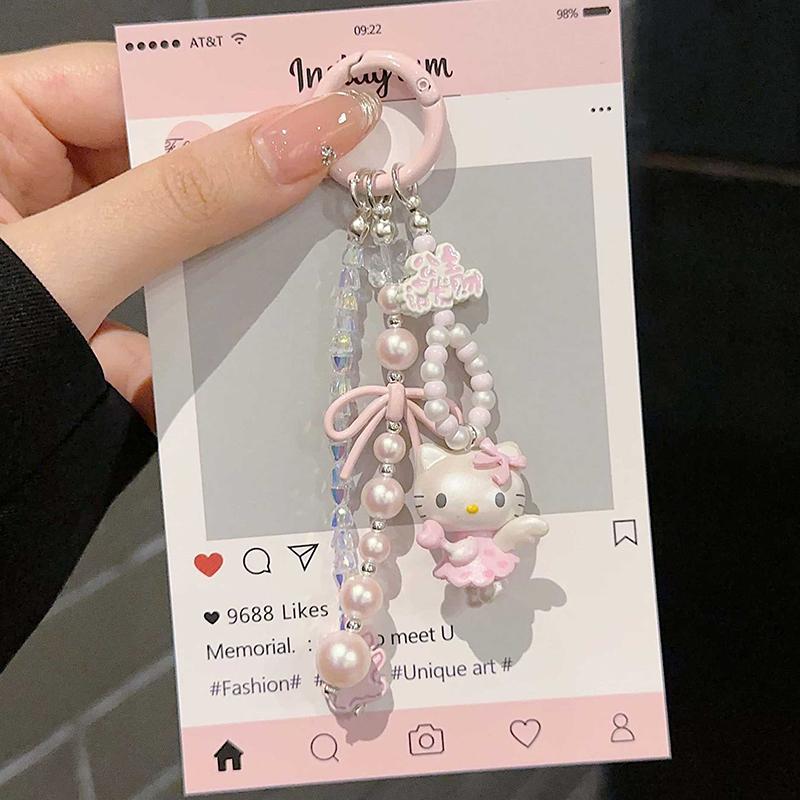 

Sanrio Милая Серия Мультяшных Персонажей Милый Брелок с Цепочкой из Бусин и Маленьким Бантиком, Подвеска для Сумки