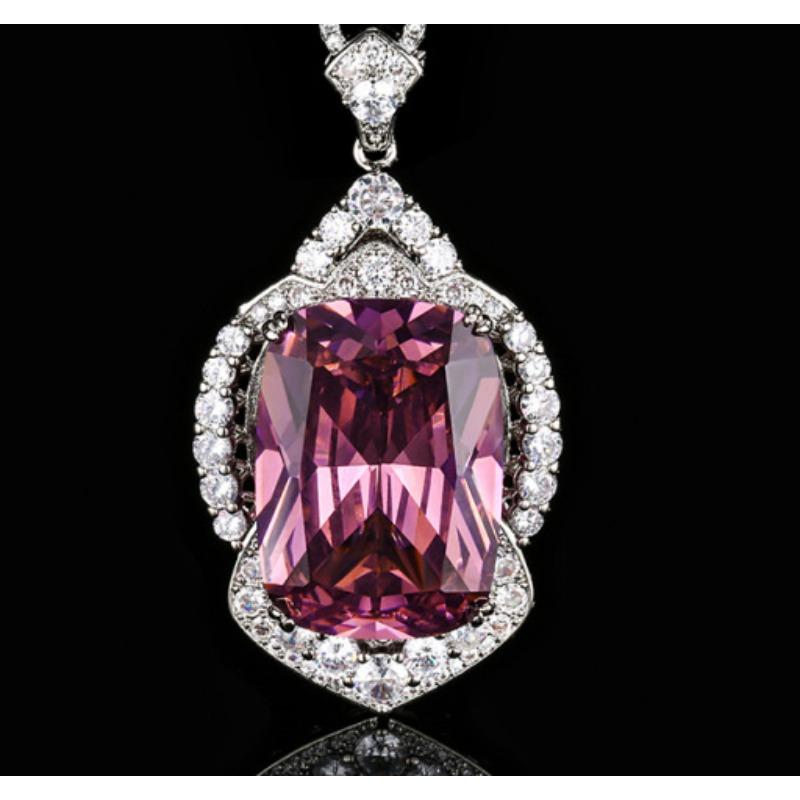 Jewelry Copper Bottom Gold-Plated Imitation Colored Treasure Square Diamond Luxury Pendant Necklace Stone 20 * 28