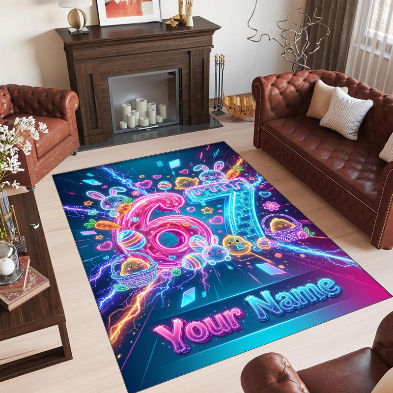 Family Friends Theme Crystal Velvet Rug Personalized Custom Name Text Soft Floor Mat Home Decor