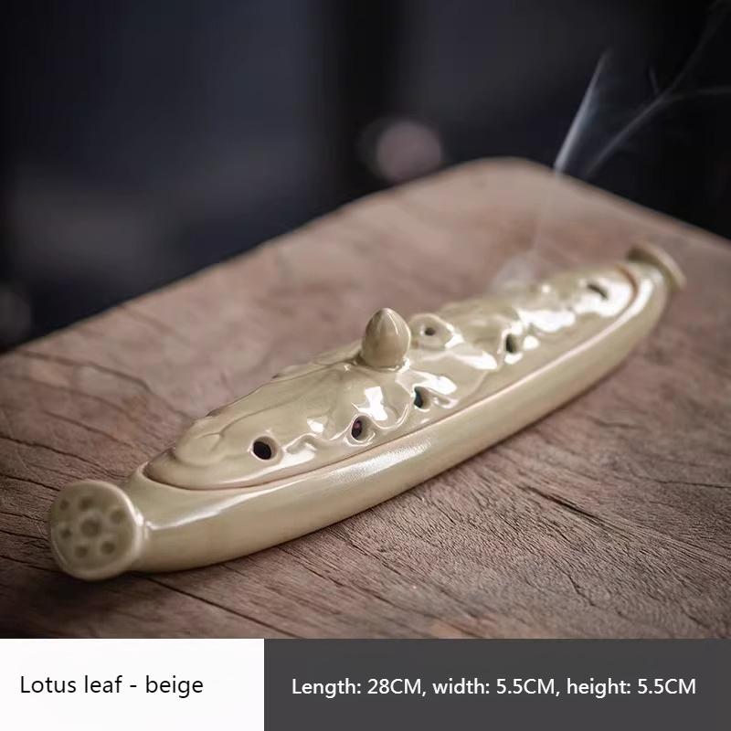 Lotus Leaf Incense Ceramic Incense Burner/Incense Insert Indoor Zen Incense Box Tabletop Ornament Creative Accessories Censer