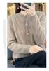 2025 Women's Australian Wool Hollow Twist Knit Cardigan - Round Neck, Buttoned, Loose Fit, Slimming Sweater for Autumn/Winter