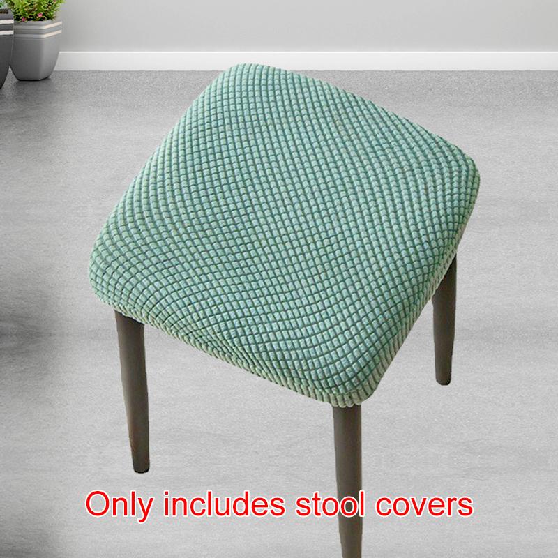 1Pc Stool Cover Dustproof Polyester Elastic Stool Chair Covers Removable Square Seat Cover Solid Color Chair Covers
