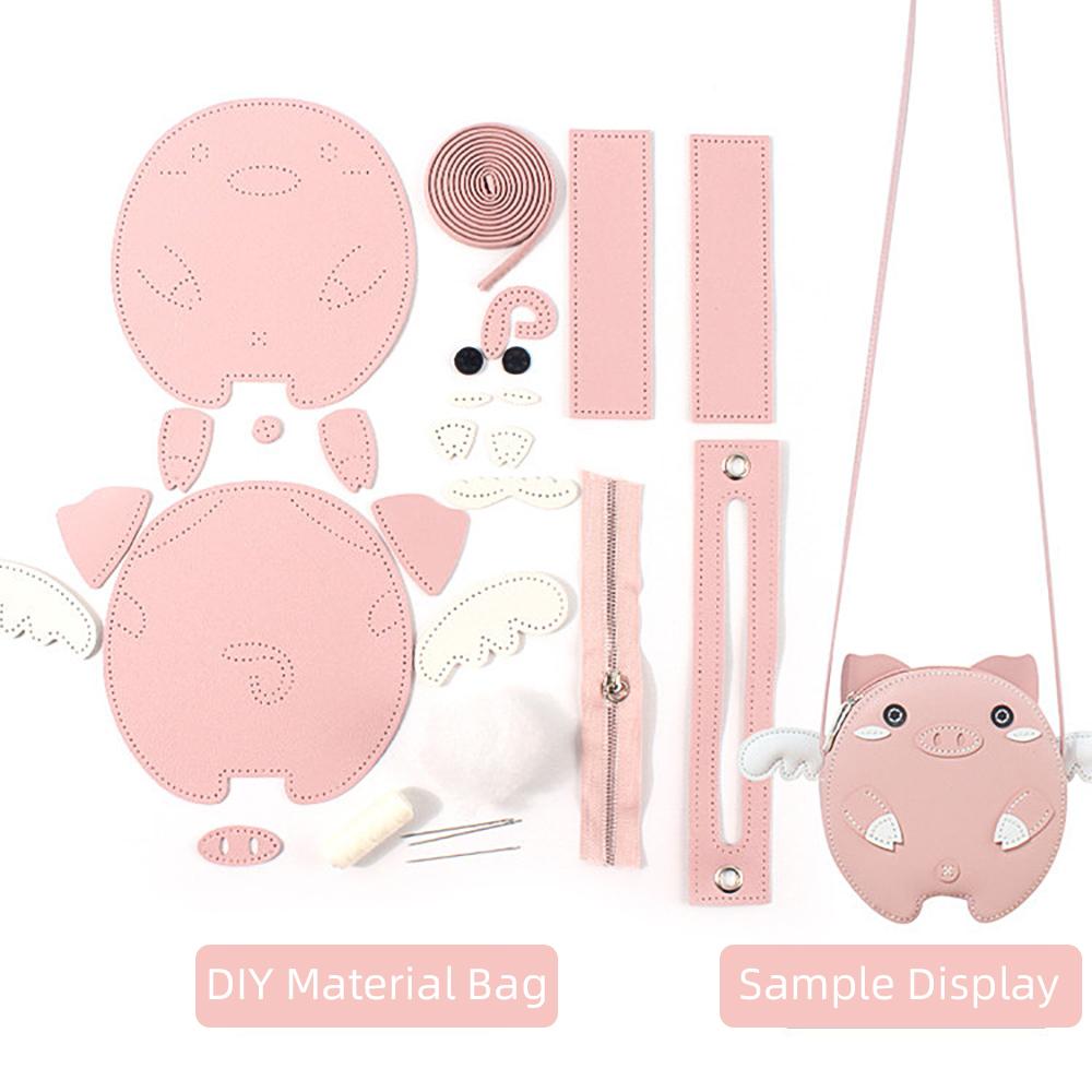 1set Faux Leather Pieces Materials,  DIY Sewing Cute Bag Template, DIY Making Mini Pig Shoulder Bag Leather Design Stencil Molds