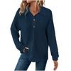 Women's Fashion Long-Sleeve Solid-Color Collared T-Shirt With Button-Up Front And Pocketed Casual Sweatshirt Top