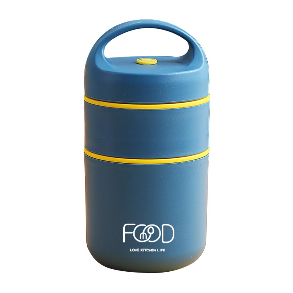 

Изолированный ланч-бокс, двухслойные контейнеры для еды, герметичные, портативные, из нержавеющей стали, многофункциональные, устойчивые к ожогам, для детей и взрослых темно-синий