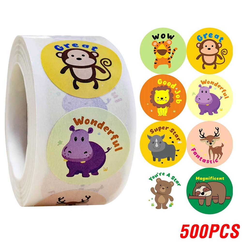 100-500pcs Encouragement Sticker Reward Stickers Roll For Kids Motivational Stickers With Cute Animals For Students Teachers