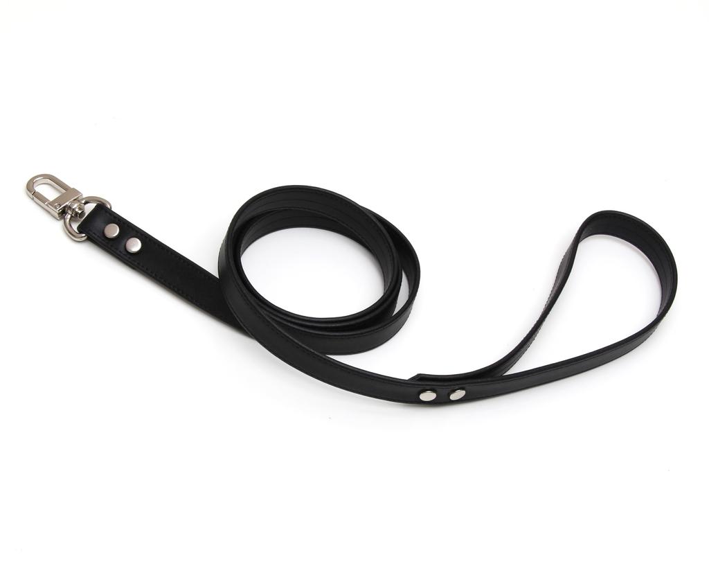 Choker Ring Collar PU Leather Black Silver [lalatia] Women's (Black & + Leash)