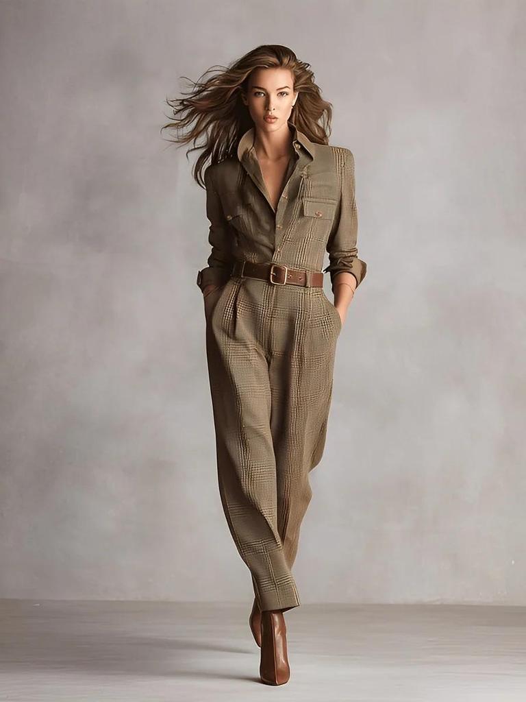 2025 High-End Urban Style Women's Jumpsuit with Waist-Cinched Slimming Trousers for Fall/Winter