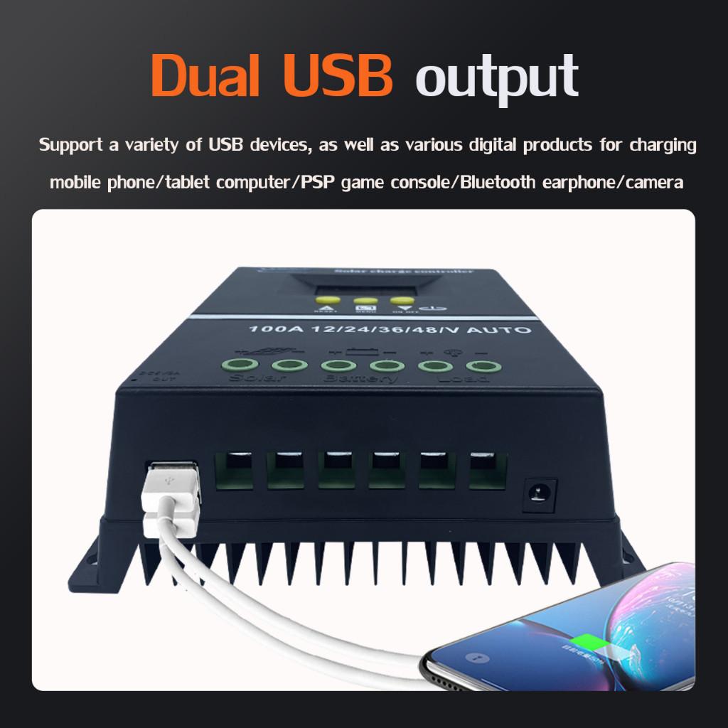 30A/ 60A/100A MPPT Solar controller 12V 24V 36V 48V AUTO Battery Charger with LCD