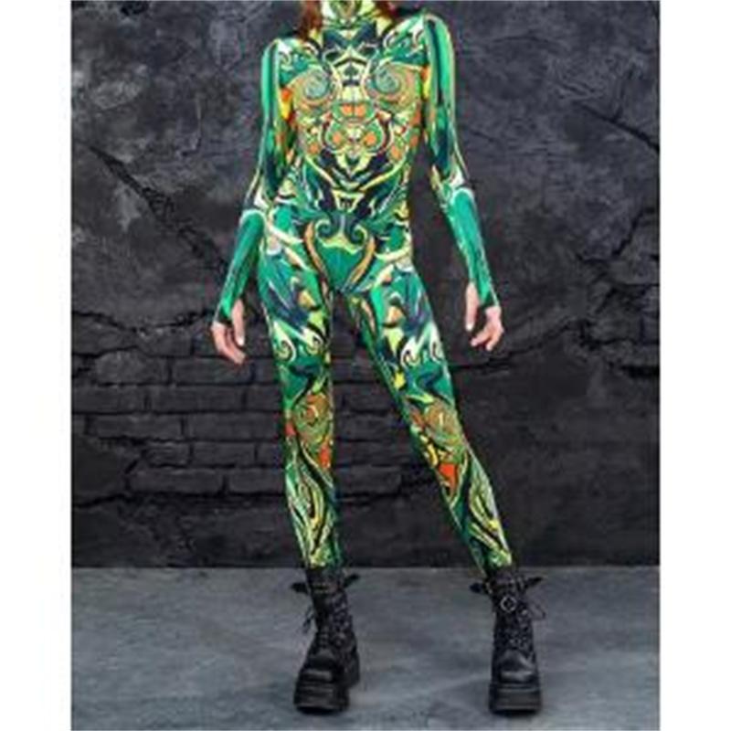 Cosplay Costume Female Woman Sexy Suit Color Element Blue Muscle Halloween Bodysuit Adults High-waisted Sports Jumpsuit