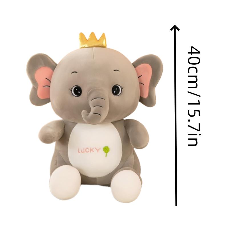 Crown Plush Elephant Toy Grey Pink Creative Design Room Decoration Birthday Gift