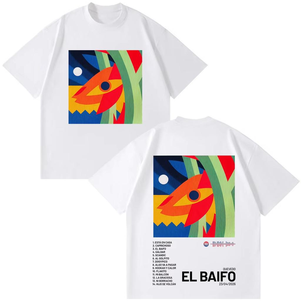 OUEVED0 EL BAIFO Album 2026 Tour Print Unisex Women Fashion HipHop Tshirts Summer Shortsleeved Tees Casual Cotton Streetwear