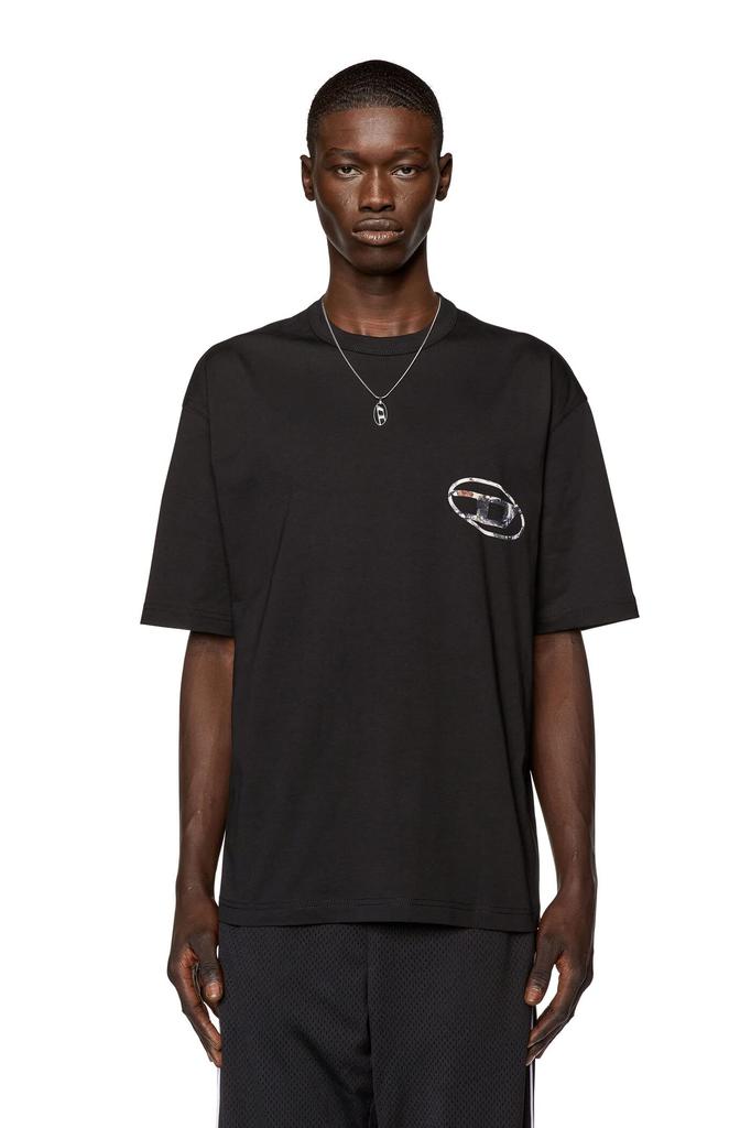 Diesel Logo Oval D A110790CATM M Black X Ivory 900 Men's T-Shirt