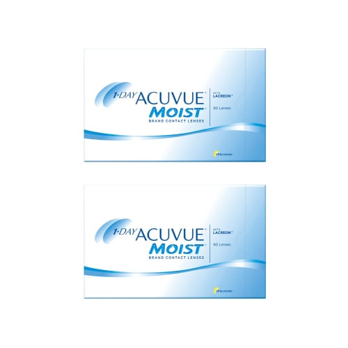 1-Day Acuvue Moist [BC] 9.0 [PWR] -1.25, 90 Lenses, 2 Boxes
