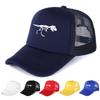Skeleton Dinosaur Printed Trucker Hat Adjustable Baseball Hat Unisex Non Stretch Fabric Solid Color Flat Cap for Outdoor Sports