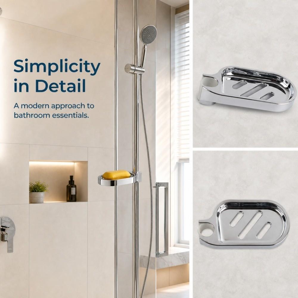 Clip-on Design Soap Holder ABS Soap Tray Shower Rod Soap Dish Bathroom Shower Kitchen Sink