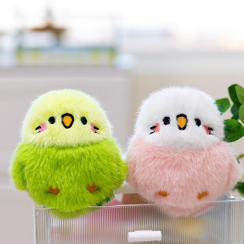 1Pcs Backpack Pendant Cute Parrot Bird With Vocal Plush Doll Soft Stuffed Toys Kawaii Hanging Decoration Keychain Gifts For Kids