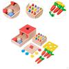 Object Permanence Box Color Shape Sorting Learning Carrot Harvest Matching Game 4 in 1 Wooden Toys