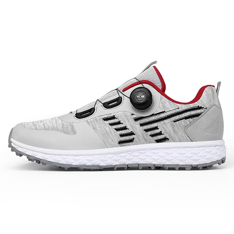 New products fly-woven golf shoes men's rotating buckle quick wear off platform casual shoes men's trendy shoes