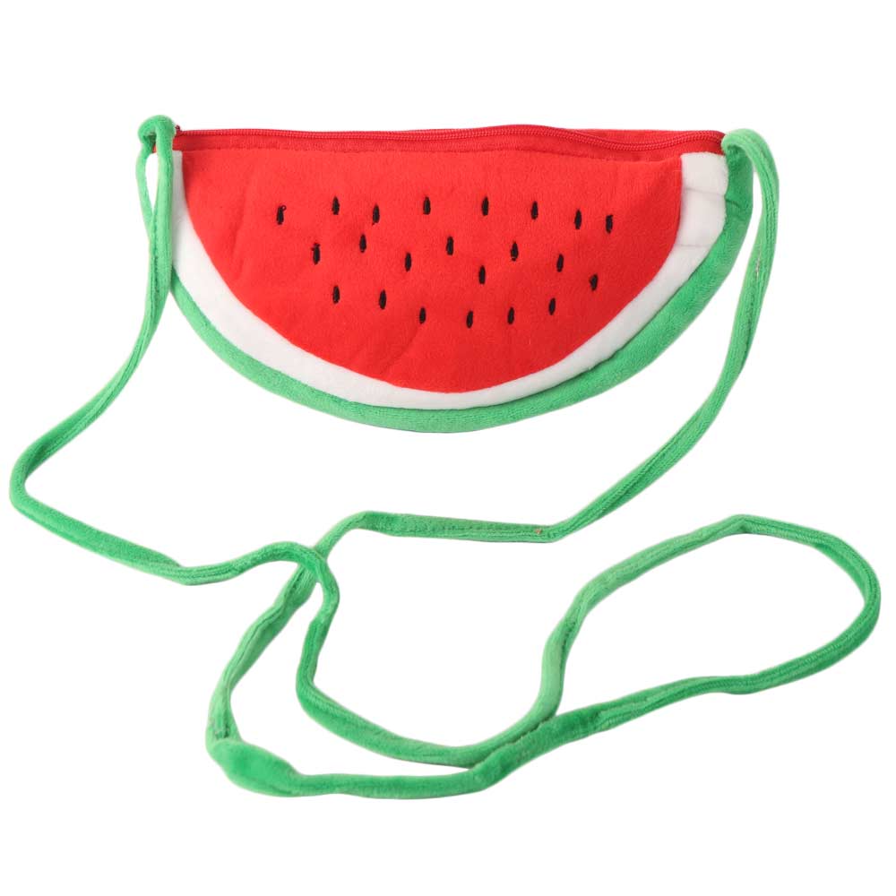 Yiran toy Grappige Verstelbare Pluche Watermeloen Tas Grote Capaciteit Rits Watermeloen Crossbody Tas Praktische Fruit Cartoon Draagtas Meisjes red