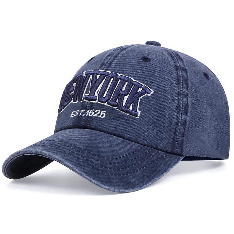 Embroidered 'NEW YORK' Baseball Cap - Washed Fabric, Spring & Autumn Style