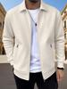 2025 Herren Slim Fit Lässige Strickjacke Jacke - Frühling/Herbst, Reißverschlusstaschen, Reverskragen, Uni-Farbe