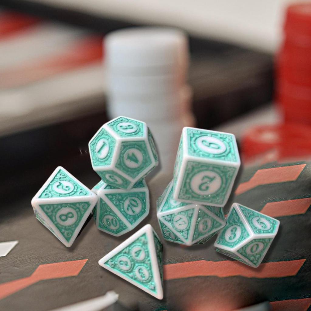 7 Pieces Game Dices Set, Dice Entertainment Toys Math Counting Teaching Aids Polyhedral