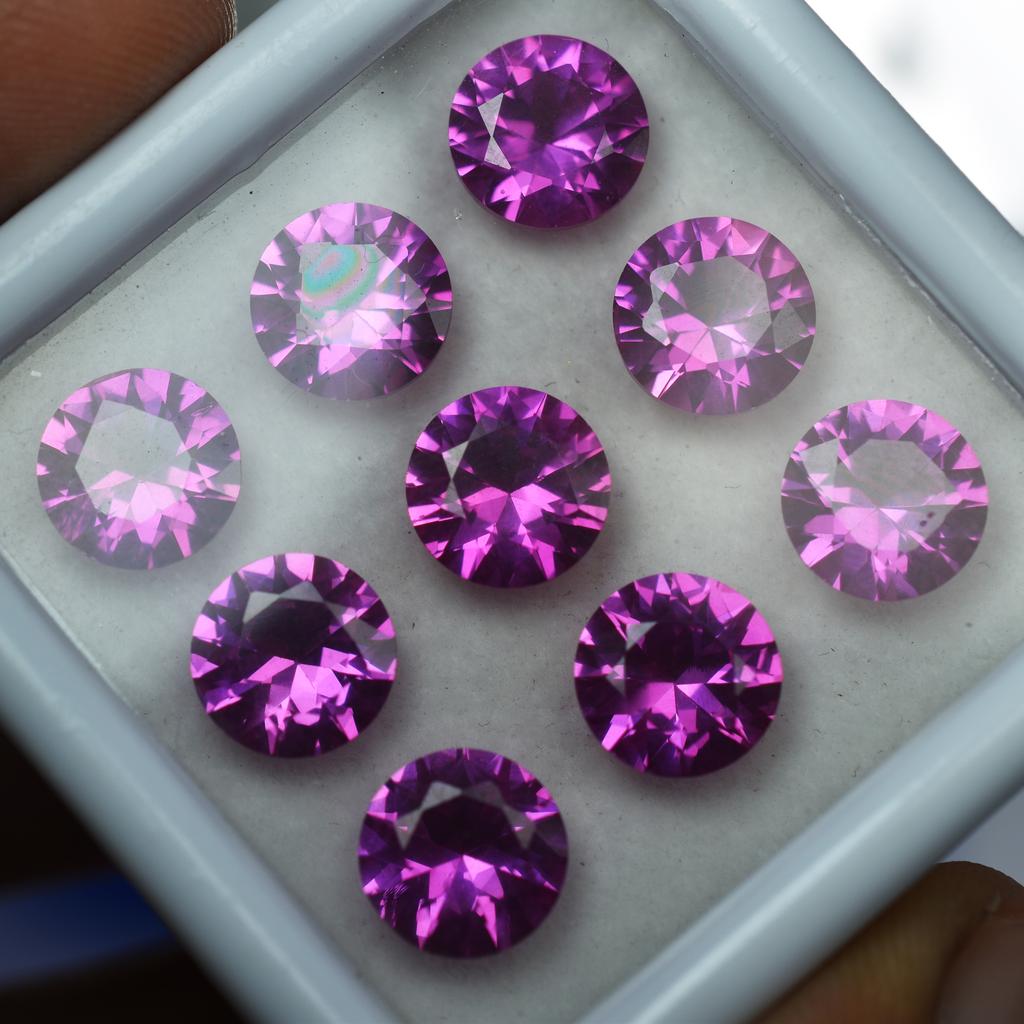 Exquisite Pink Ruby Loose Gemstone Natural and Radiant 9 Pcs CERTIFIED Round Cut