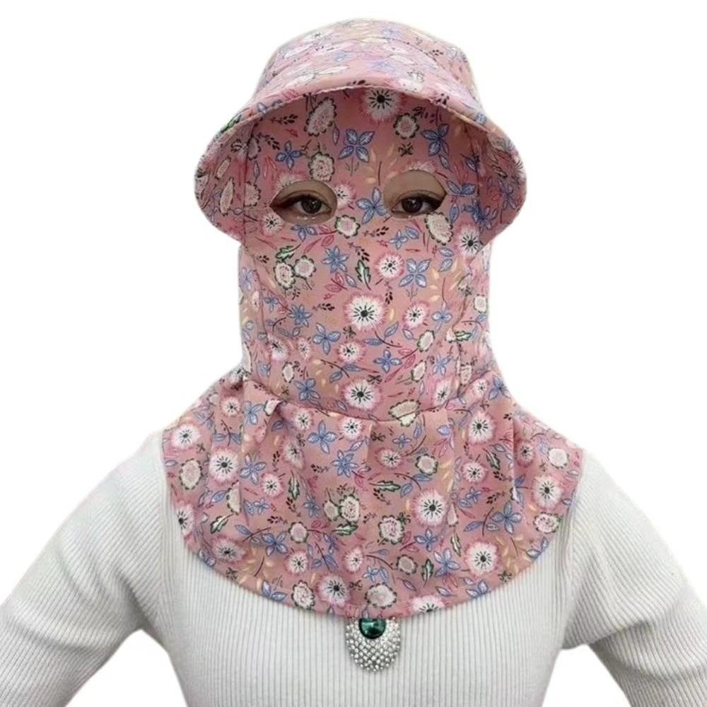 

Full Coverage Face Cover Hat Floral UV Protection Hat Work Hat Wide Brim Hat Farming Pink Flower