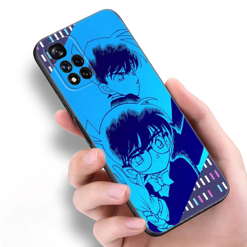 Anime Detective Conan Black Silicone Phone Case For Xiaomi POCO X3 X4 NFC F5 M3 M4 M6 X5 X6 Pro F3 F4 GT 5G C55 C65 M5