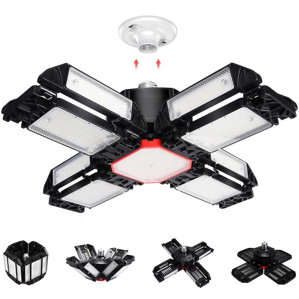 15000LM 150W נורות לד מתקפלות E27 אור מוסך מתכוונן רב פאנל מנורת תקרה חנות שוק לסדנא תאורת מחסן