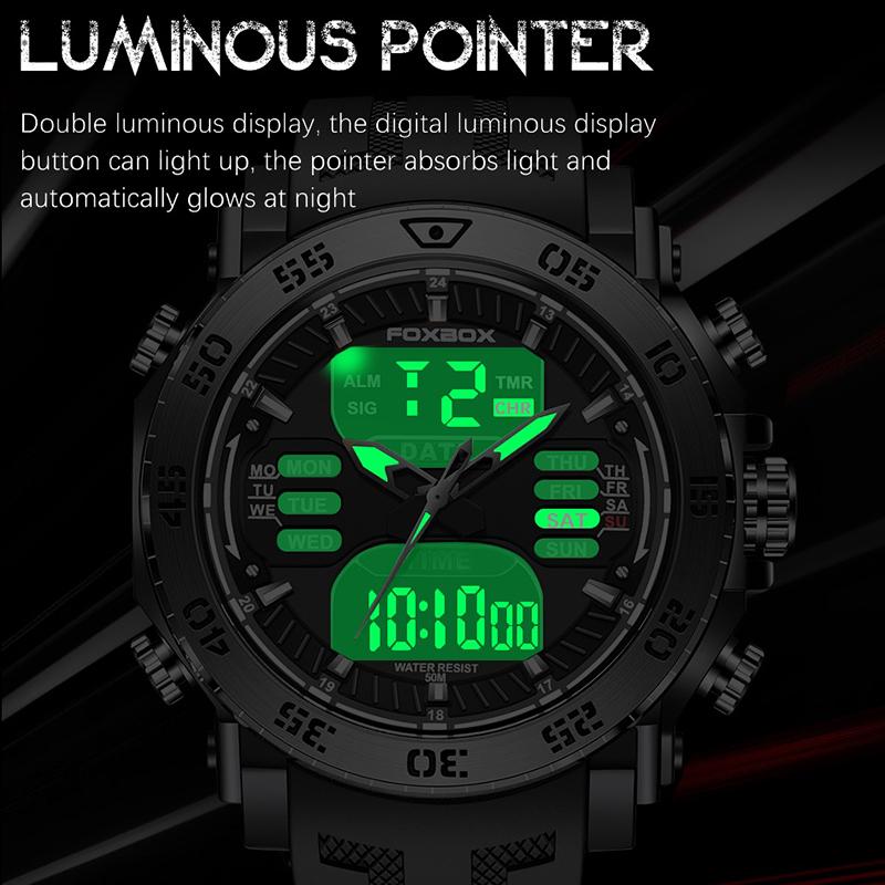 LIGE Military Mens Watches Top Brand Luxury Sport Watch Men Waterproof Digital Alarm Watch For Men Dual Display Quartz Clock+Box