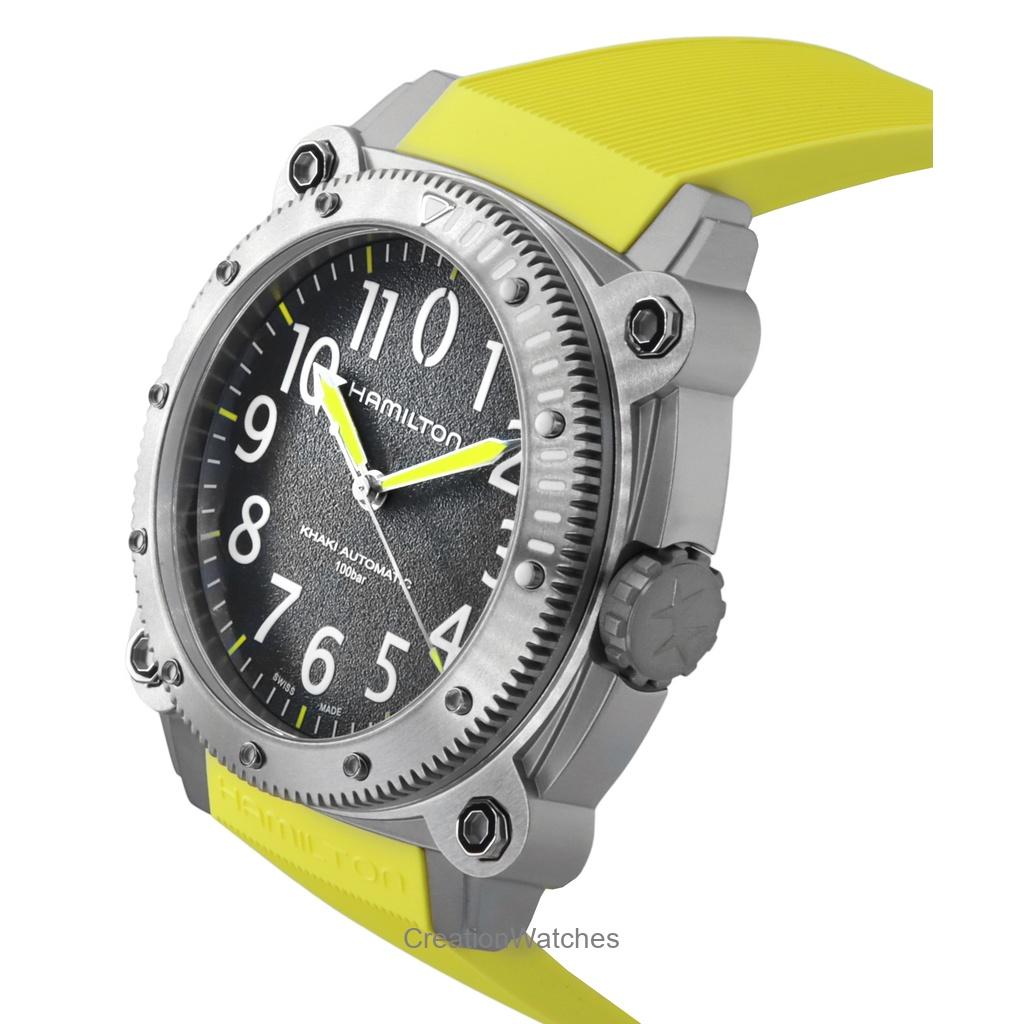 Hamilton Khaki Navy Belowzero Rubber Strap Grey Dial Automatic Diver's H78535380 1000M Men's Watch