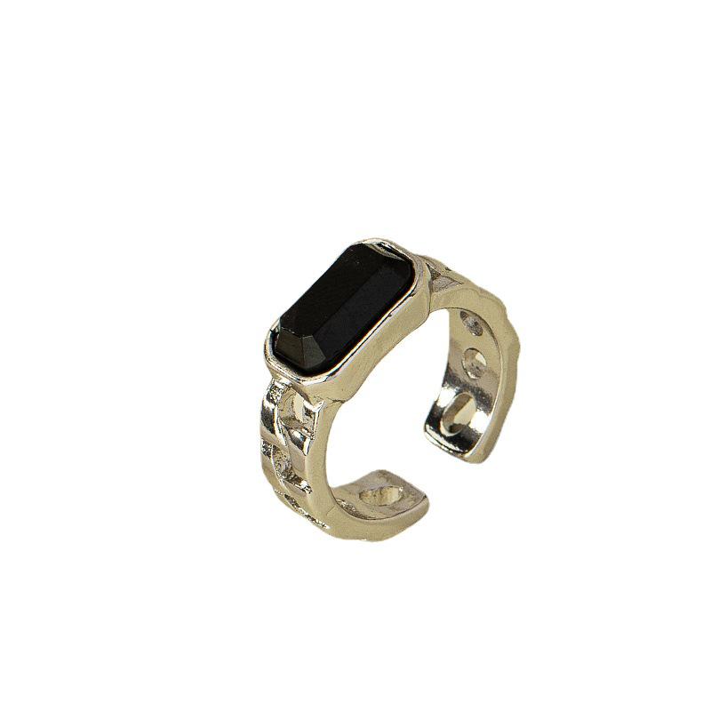 Korean Dongdaemun Geometric Square Ring - Retro Cold Style, Unisex Open Design